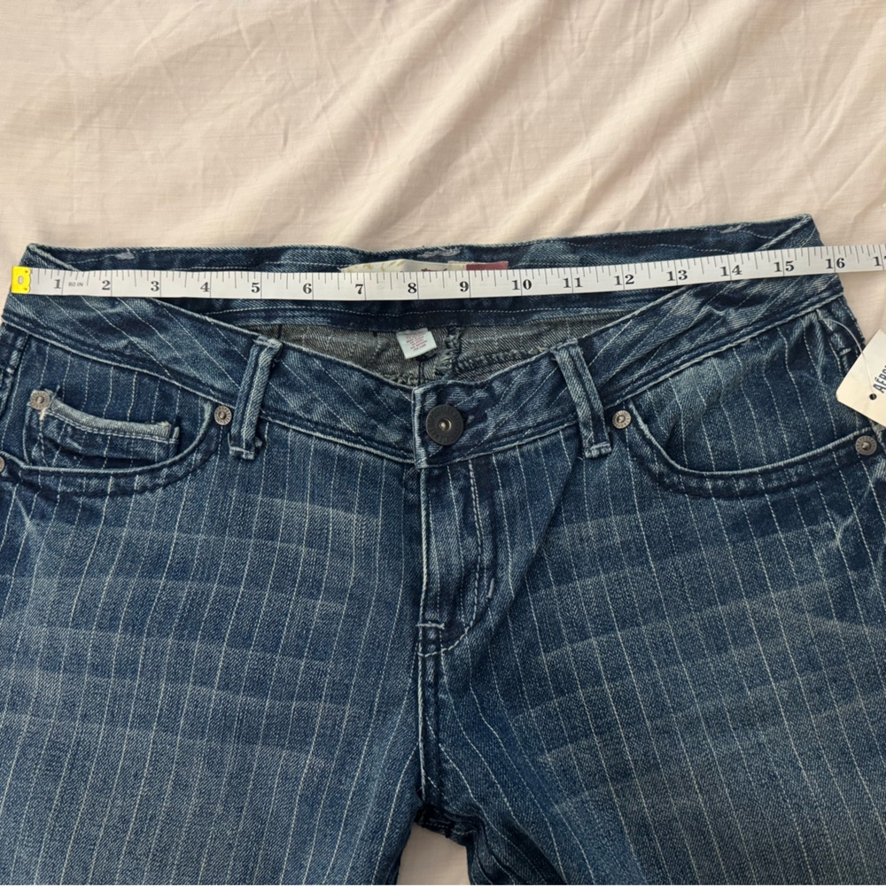 NWT Aeropostale Women's Dark Blue Pinstripe Boot Cut Jeans 9/10 Long - Picture 5 of 8